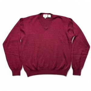 Viyella Burgundy V-neck Merino Wool Pull Over Sweater Mens Size Medium